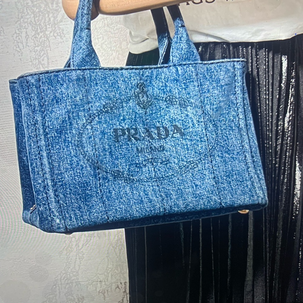 Prada  Canapa Blue Denim Tote